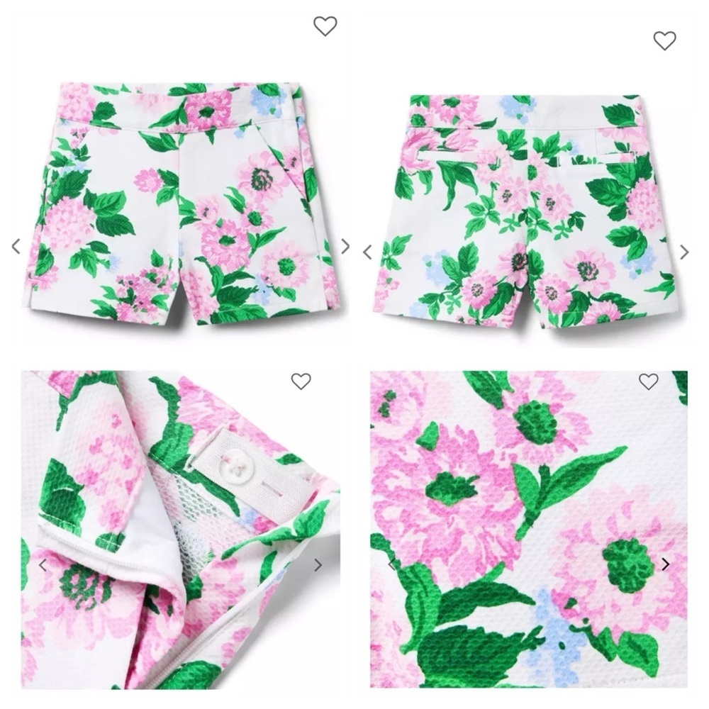 Janie and Jack Girl's 7 Floral Pique Short White Floral Pure Cotton Adjustable